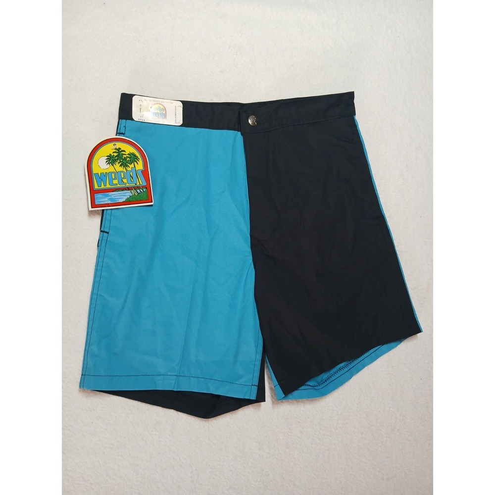 VTG Weeds Board Shorts Mens 30 Multicolor Black Blue Surfing Hong Kong 80s NWT‎